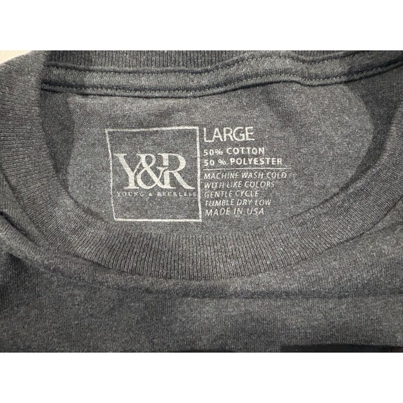 Young & Reckless Mens Gray Short Sleeve Crew T-shirt Tee Logo Poly Cotton Sz L - Picture 6 of 10